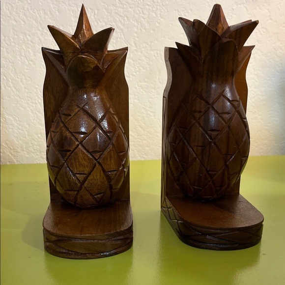Other - Vintage Pineapple Wooden Bookends